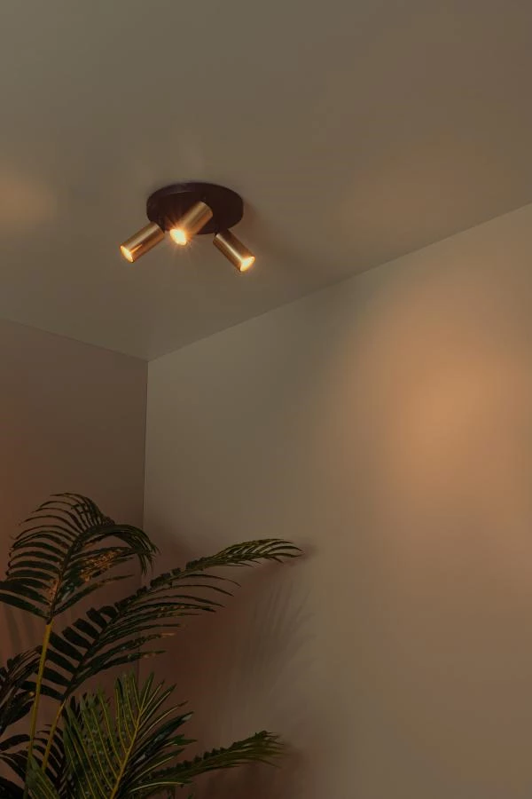 Lucide RITMO - Ceiling spotlight - Ø 18 cm - 3xGU10 (MR11) - Matt Gold / Brass - atmosphere 1